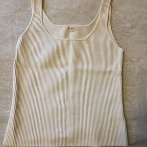 Women's Cream Ribbed Tank Top